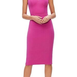Women's Fitted Midi Dress in Fuchsia